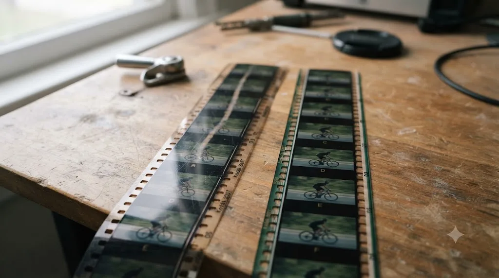 Illustration of variable frame rate footage compared to constant frame rate footage after conversion
