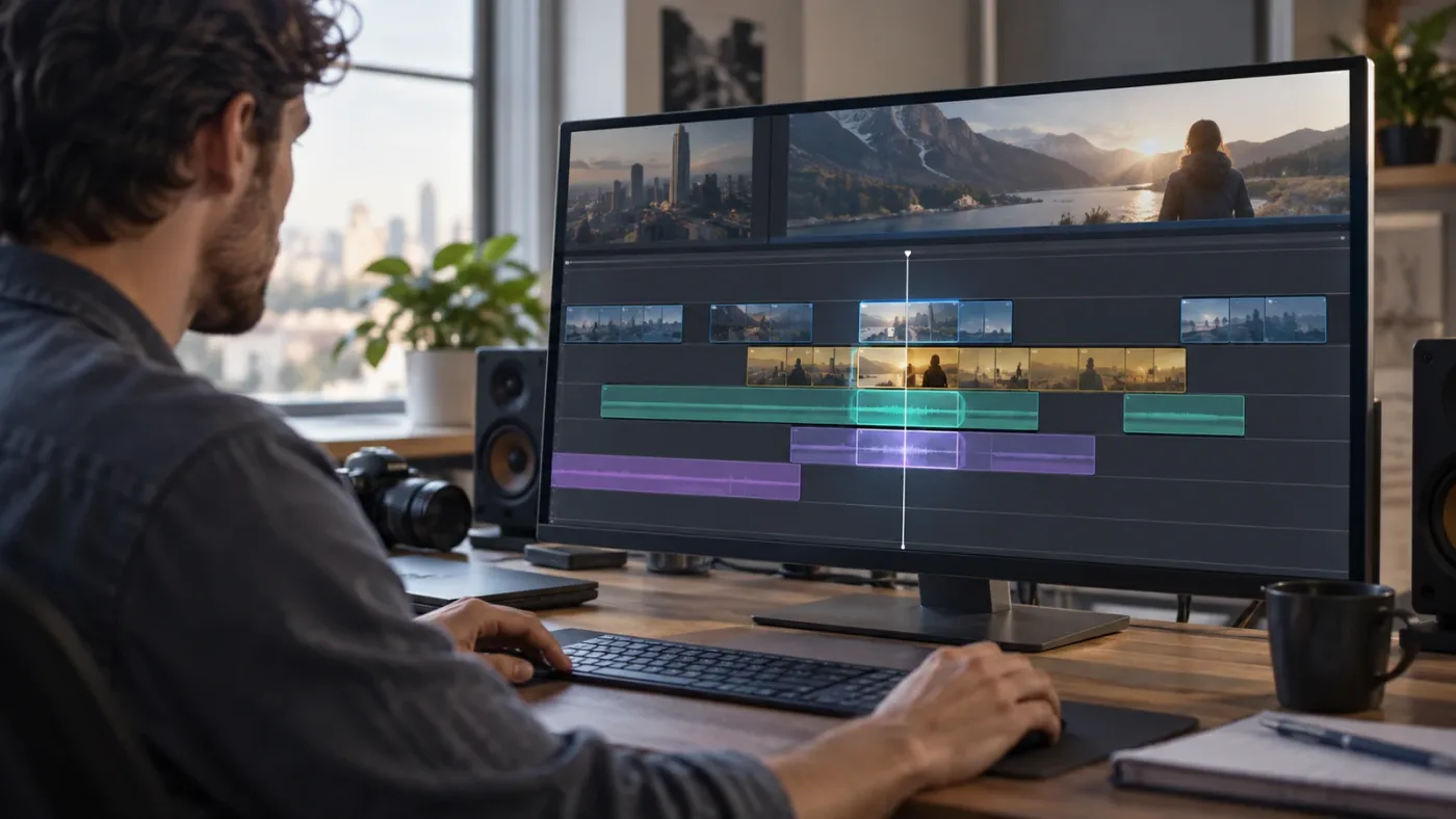 Illustration of multiple Resolve clips selected under one playhead