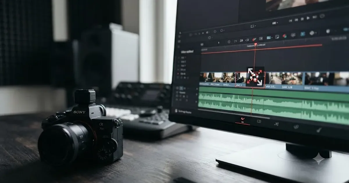 Illustration of a Sony A7S III camera next to a stuttering DaVinci Resolve timeline