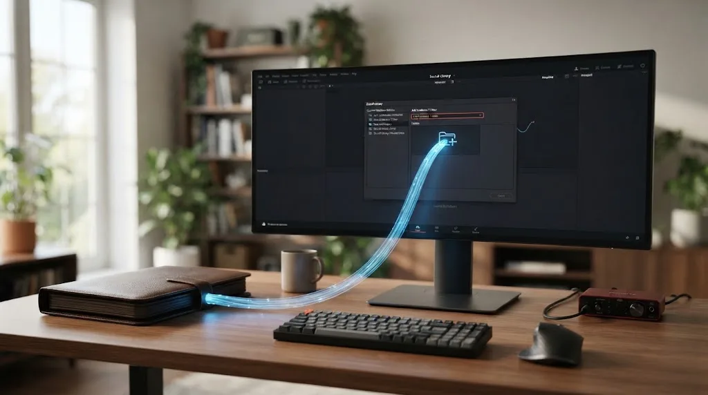 Illustration of adding a sound library folder to a DaVinci Resolve database