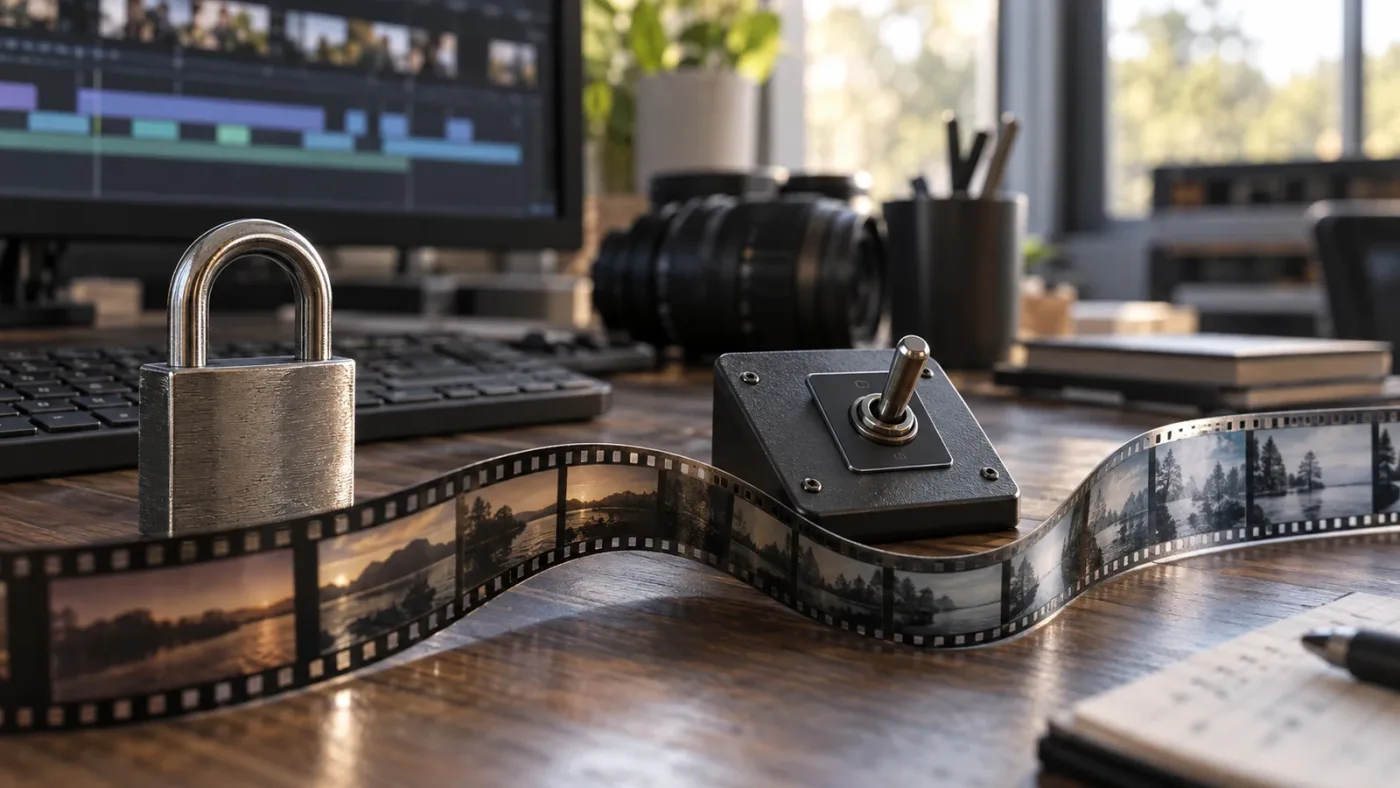 Illustration of DaVinci Resolve track lock Auto Track Selector and Sync Lock choices