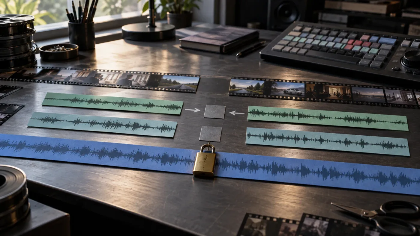 Illustration of DaVinci Resolve ripple editing with Sync Lock choices
