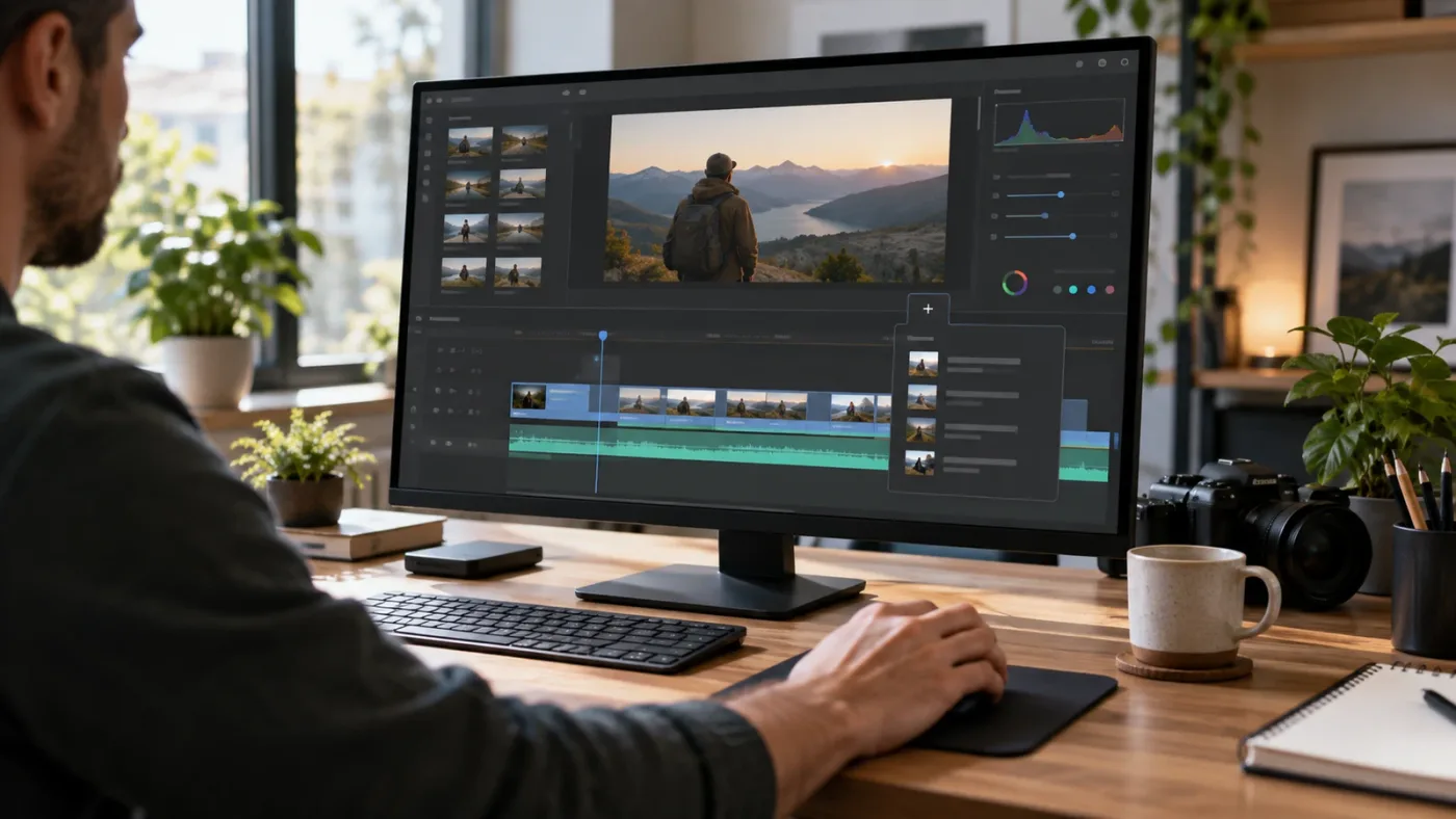 Illustration of adding a second timeline tab in DaVinci Resolve