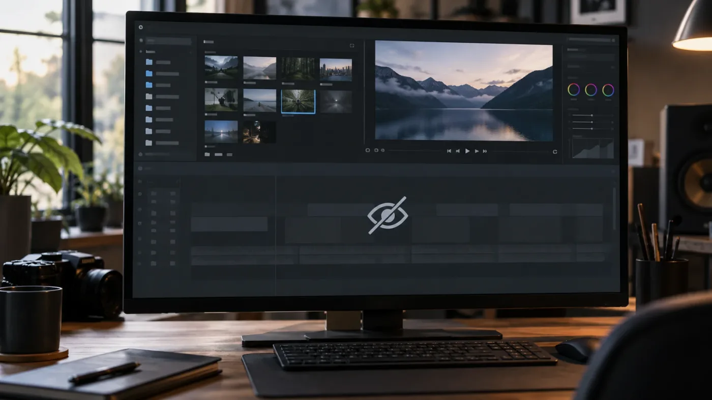 Illustration of a disabled DaVinci Resolve timeline missing from the tab dropdown