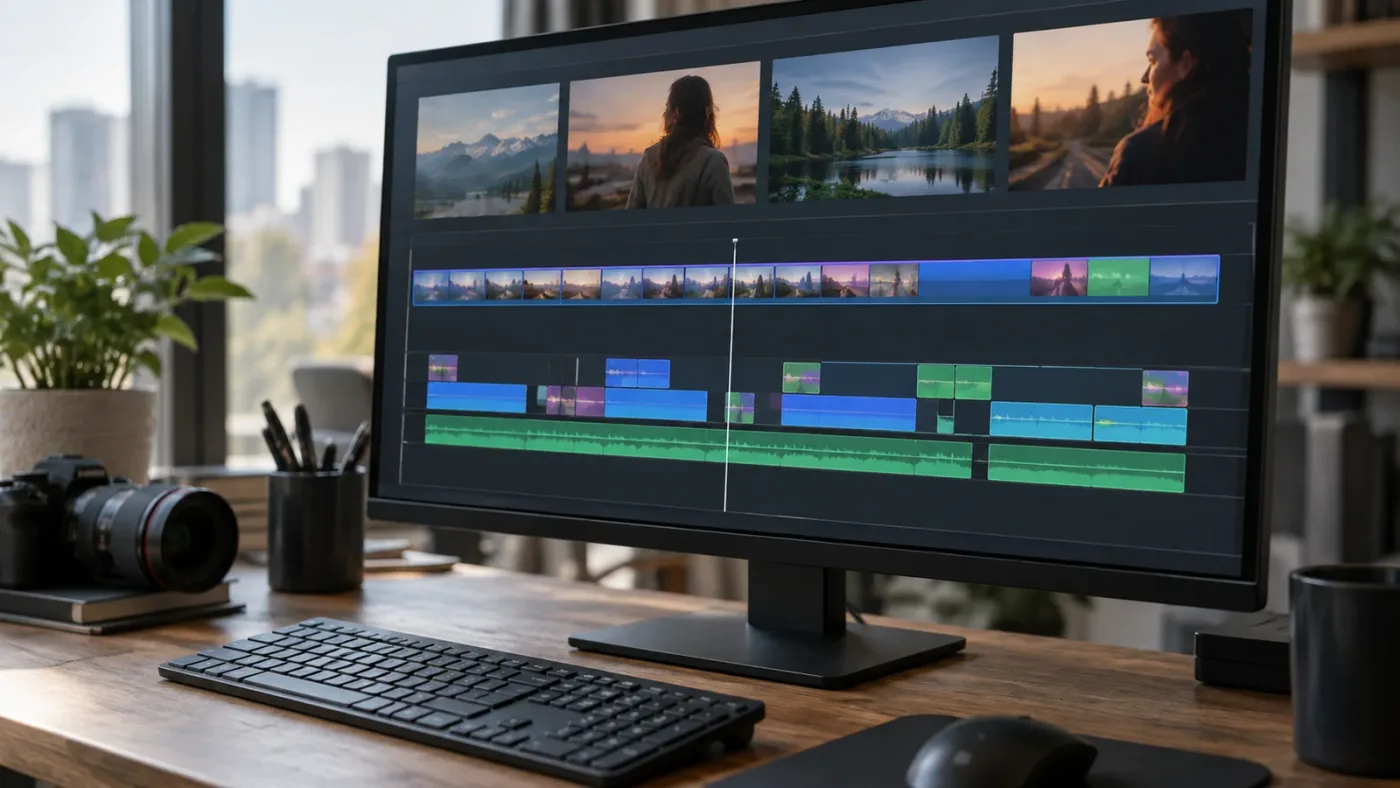 Illustration of tabbed timelines versus stacked timelines in DaVinci Resolve