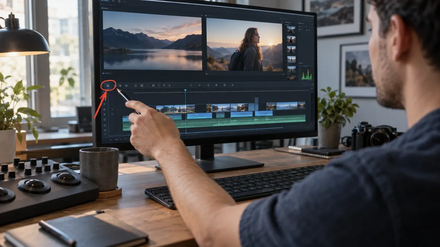 Illustration of DaVinci Resolve Timeline View Options beside a timeline