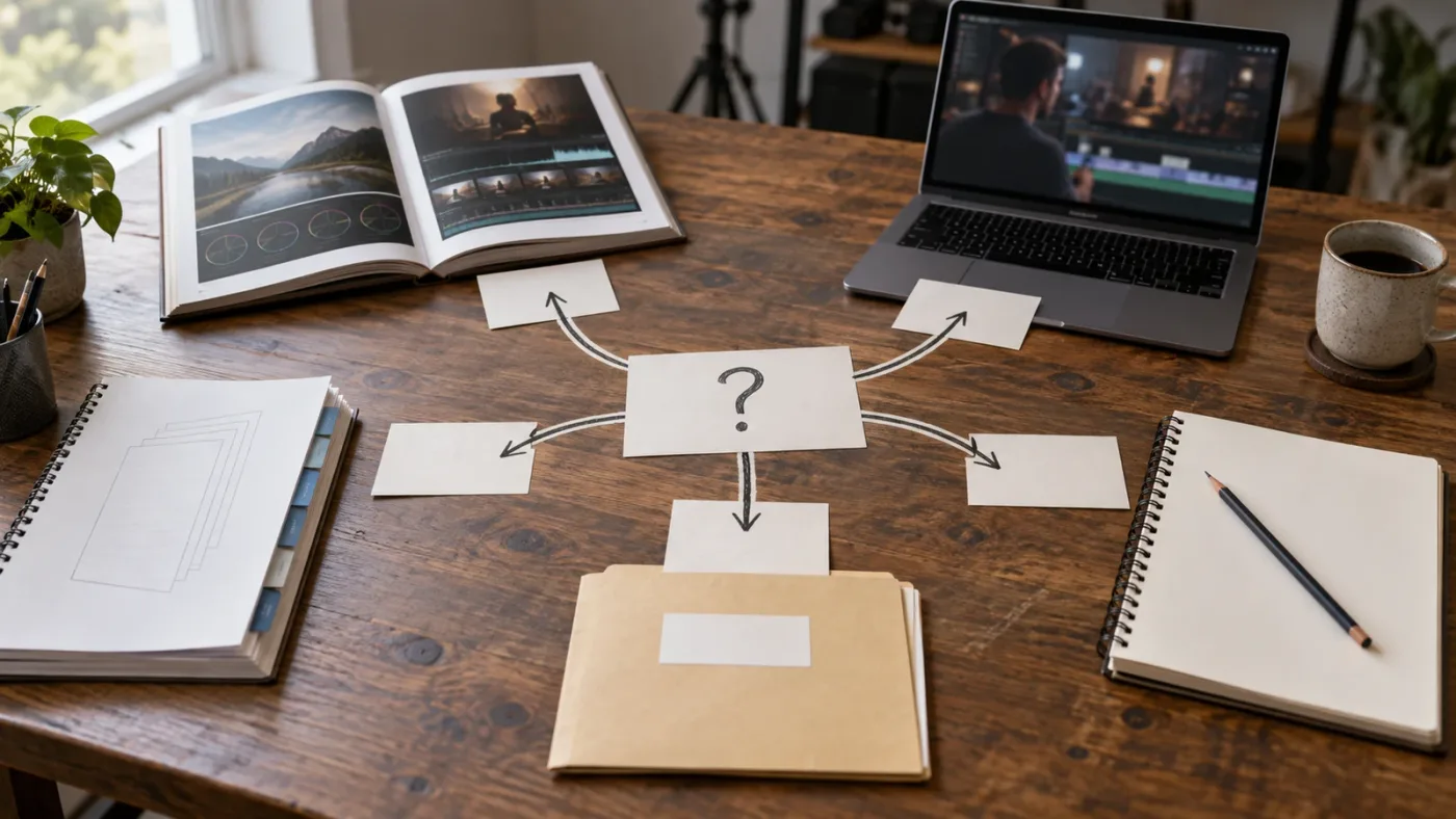 Illustration of choosing a DaVinci Resolve learning resource by question type