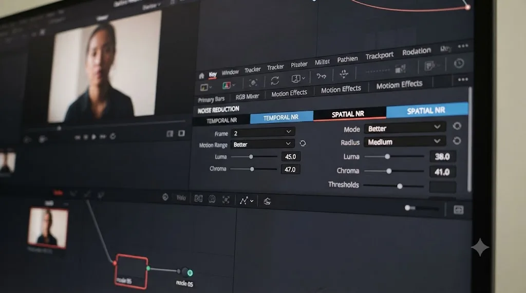 Illustration of the Noise Reduction panel location in DaVinci Resolve's Color page toolbar