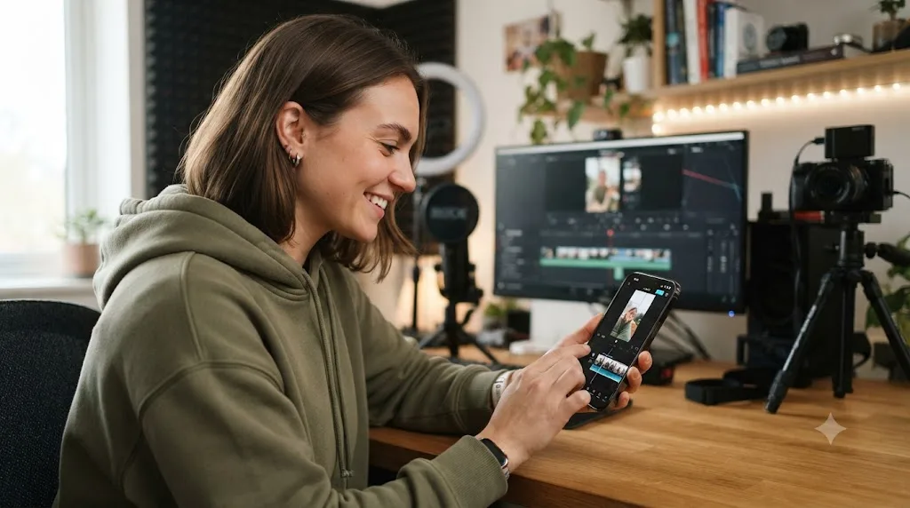 Illustration of a quote card about a short-form creator's dependence on CapCut for their editing workflow
