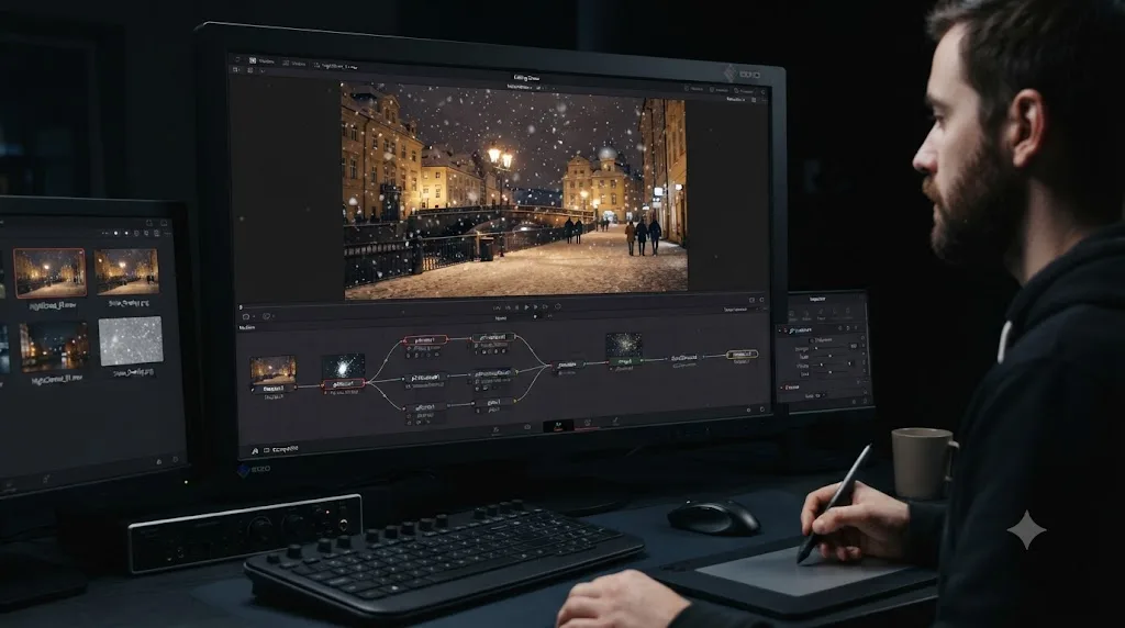 Illustration of a decision tree diagram showing four causes of Wacom pressure sensitivity failing in DaVinci Resolve