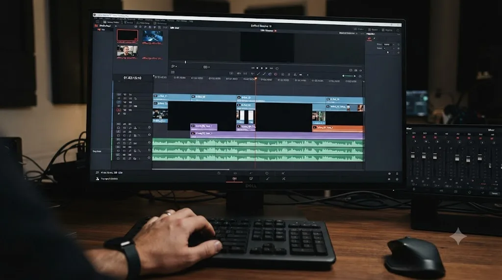 Illustration of a DaVinci Resolve timeline with gaps in it after an incomplete XML import from Premiere Pro