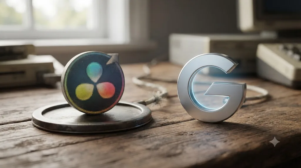 Illustration of an old DaVinci Resolve installer next to a newer operating system, illustrating compatibility drift rather than license expiration