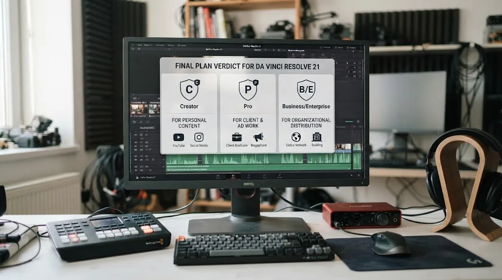 Illustration of the final Epidemic Sound plan verdict for DaVinci Resolve 21