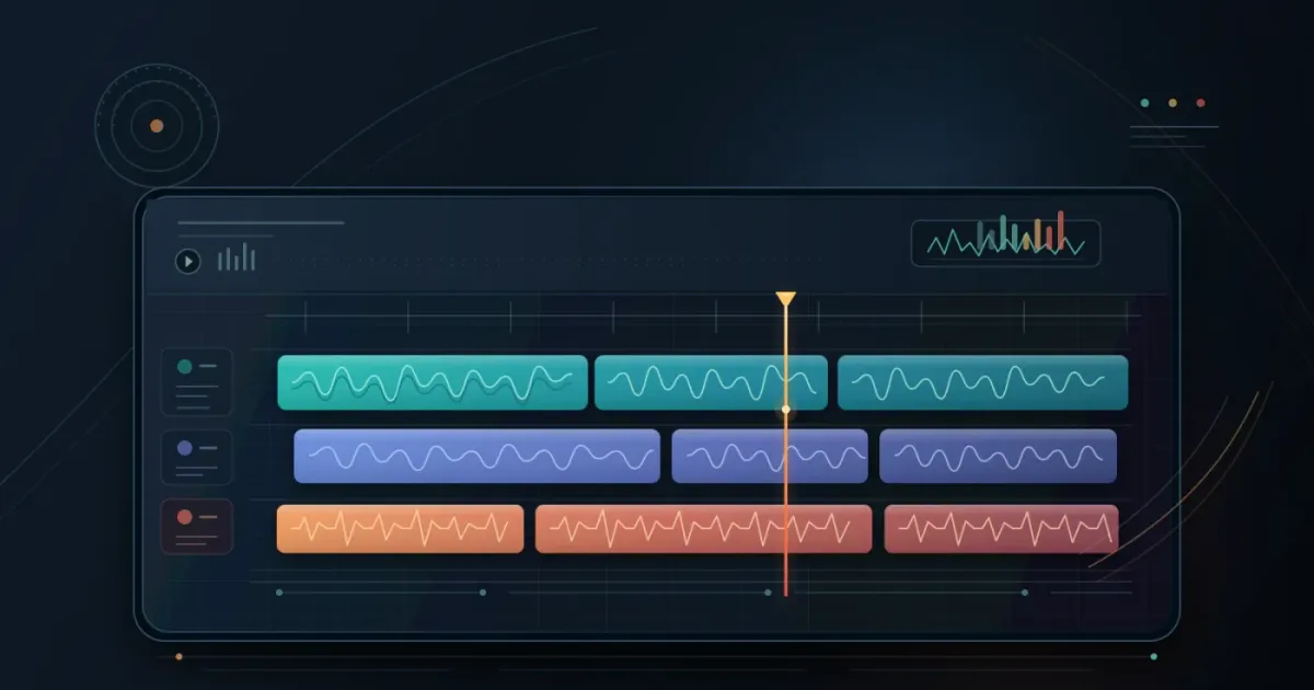 Illustration of an Epidemic Sound soundtrack draft in a DaVinci Resolve timeline