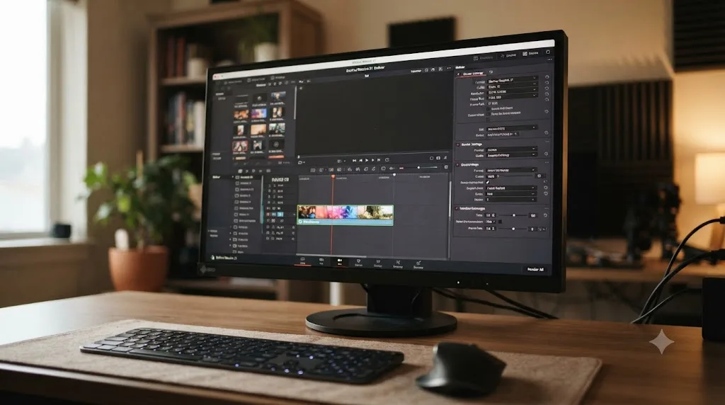 Illustration of the DaVinci Resolve 21 Deliver page render settings panel