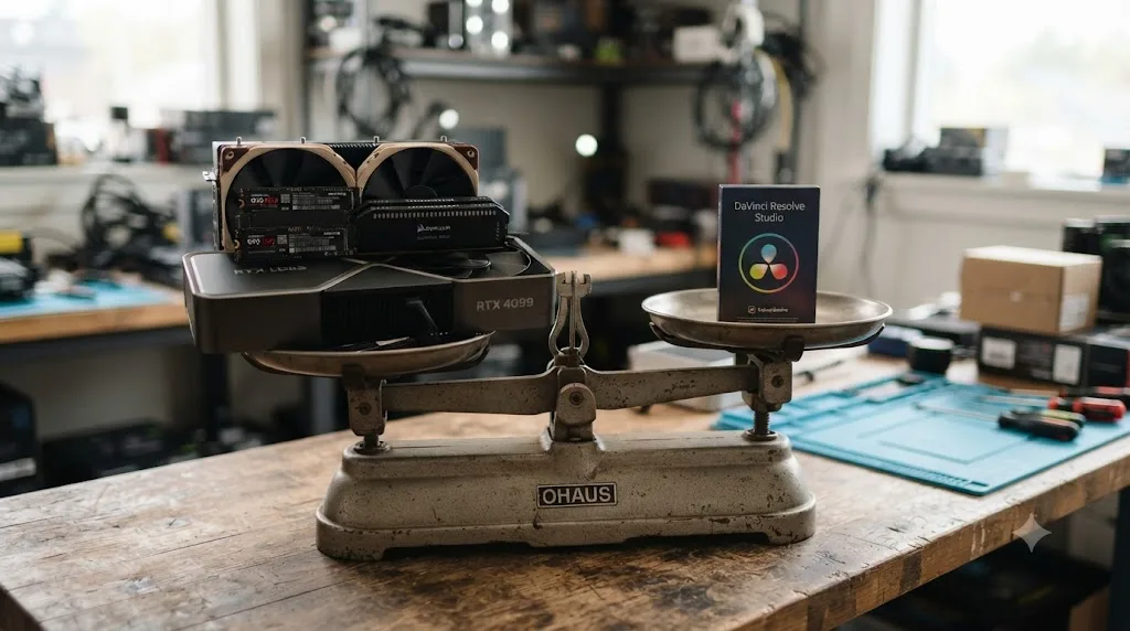 Illustration of matching computer hardware to DaVinci Resolve free and Studio