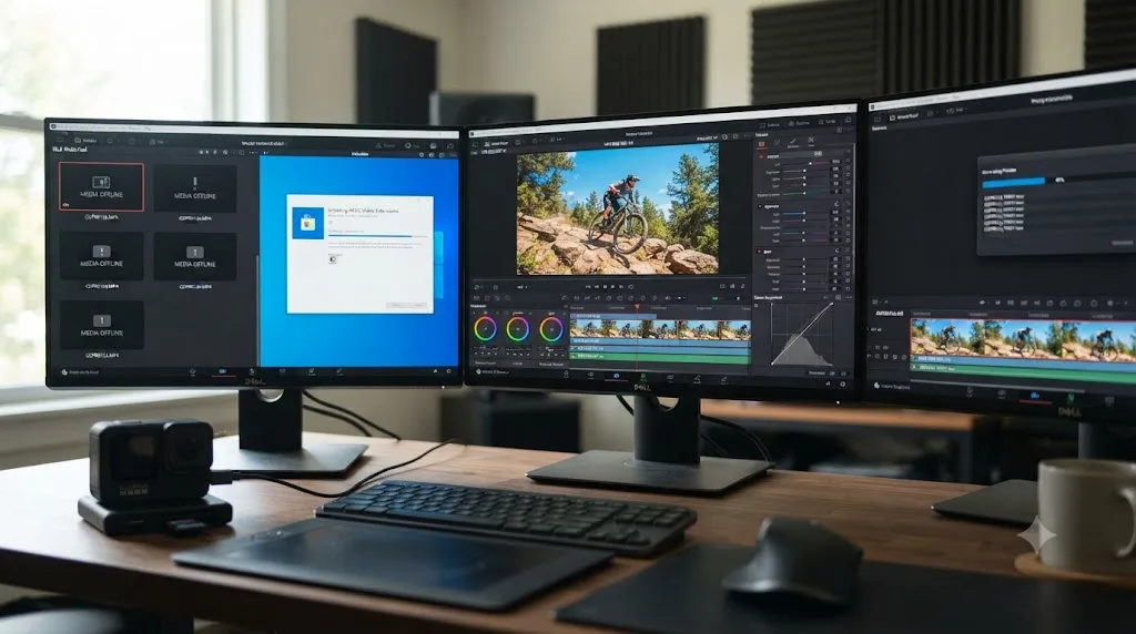Illustration of a worked example fixing GoPro HERO11 footage from import failure through color correction to smooth playback in DaVinci Resolve
