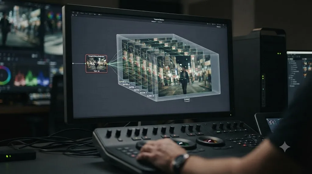 Illustration of temporal noise reduction holding multiple full frames in GPU memory simultaneously