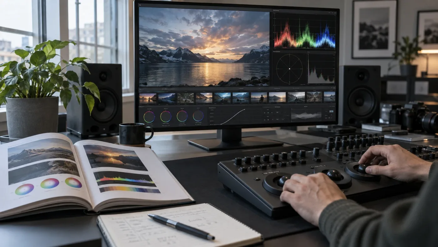 Illustration of a DaVinci Resolve color grading learning path