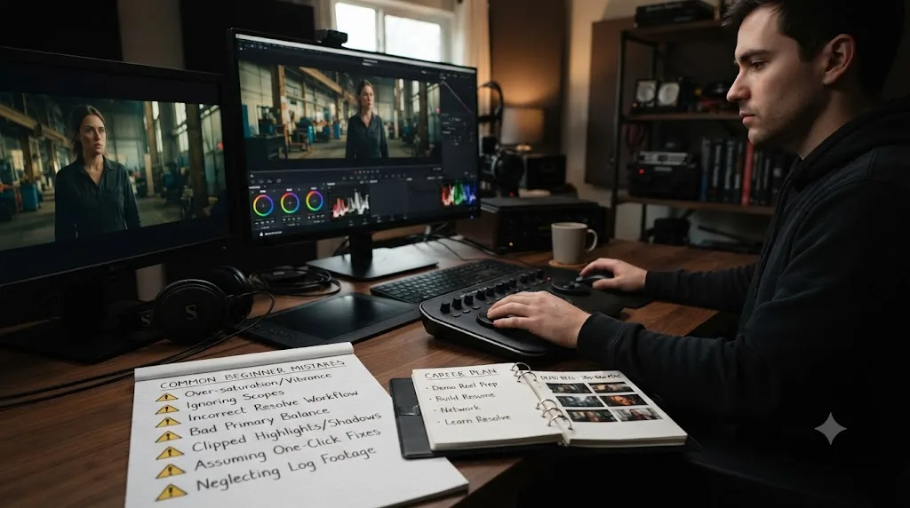 Illustration of common mistakes beginners make when trying to break into a colorist career
