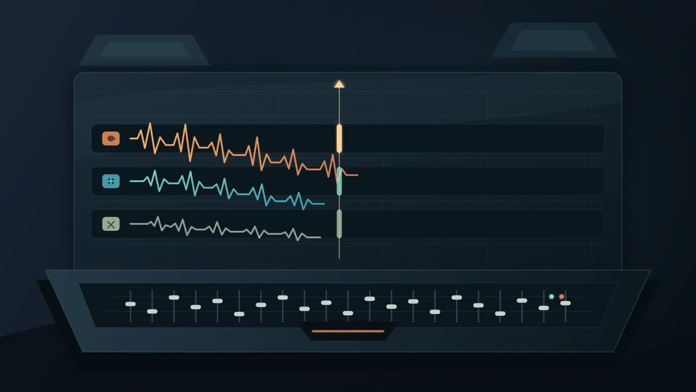 Illustration of separate trailer music dialogue and sound effects lanes