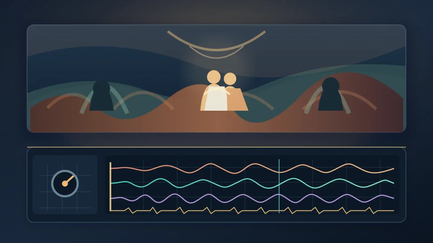 Illustration of wedding vows balanced with music and natural audio