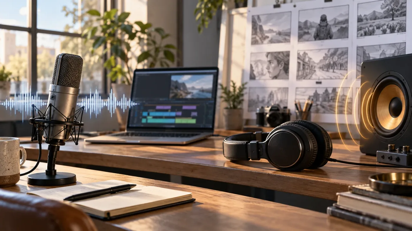 Illustration of narration space between a voiceover and explainer video music