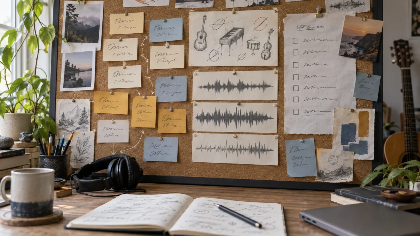 Illustration of a music search workflow for an explainer video
