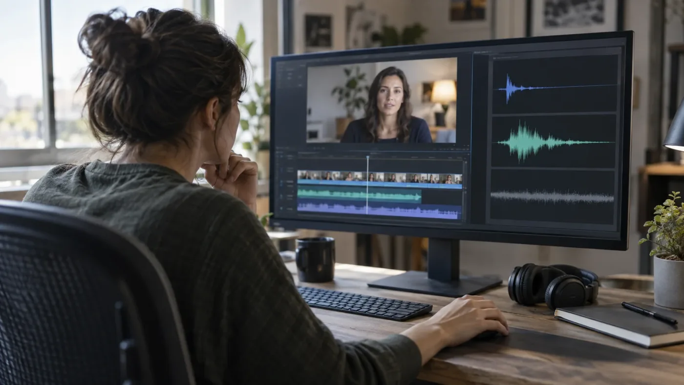 Illustration of choosing restrained sound effects for a talking head timeline