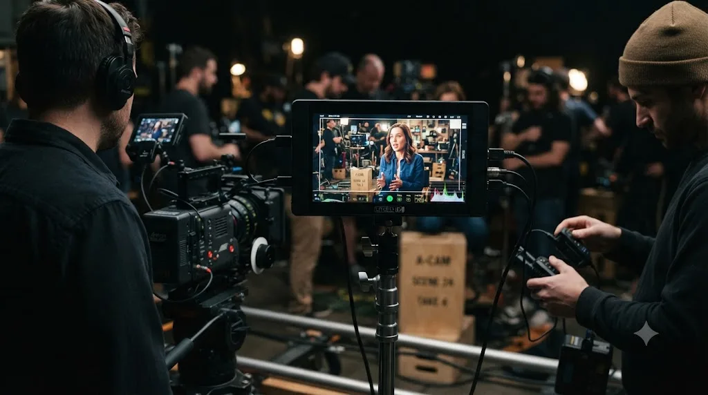 Illustration of a technical camera-to-Rec.709 LUT applied on a field monitor during an on-set shoot
