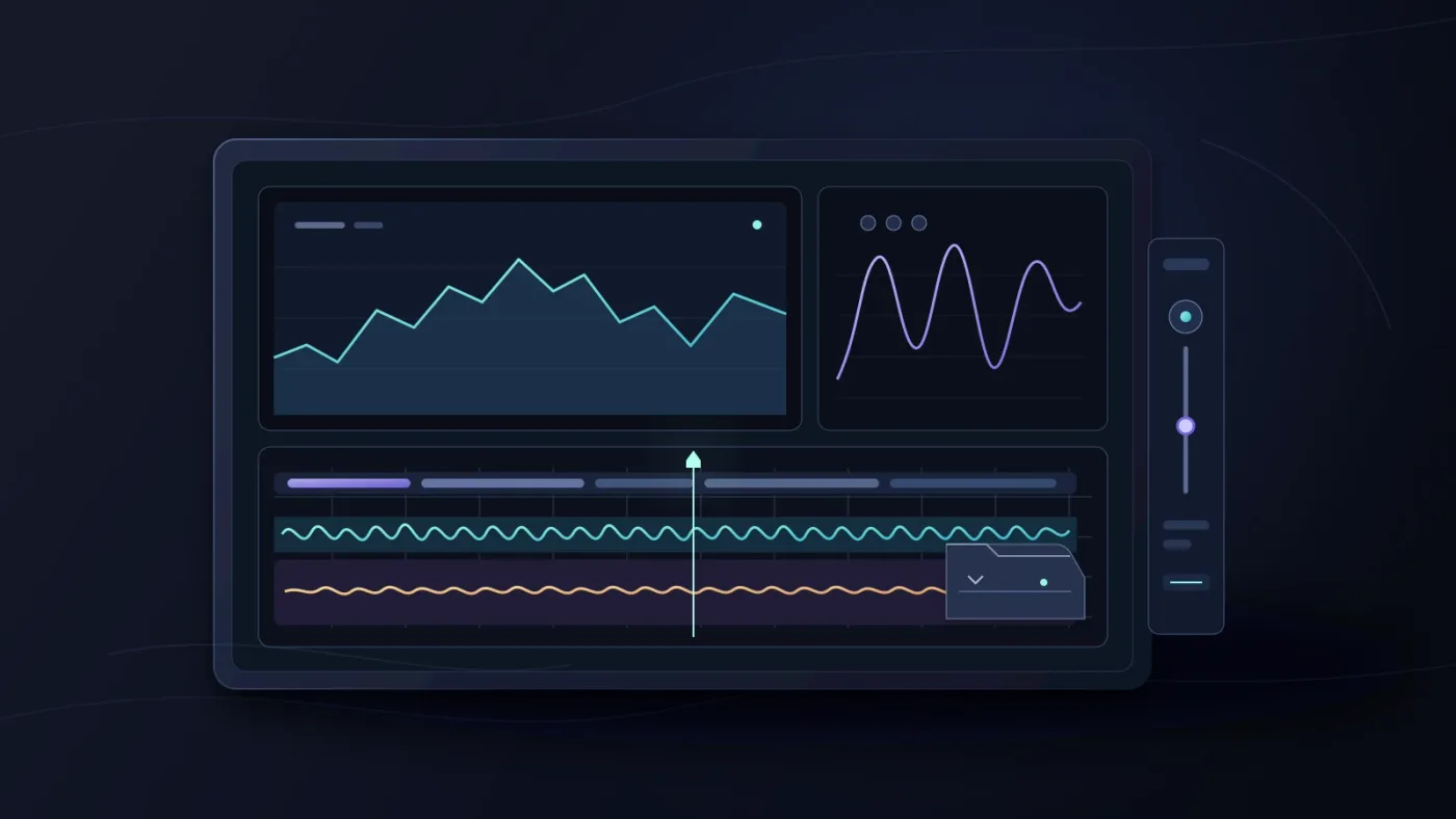 Illustration of Fairlight waveform editing and organized audio tracks in DaVinci Resolve 21