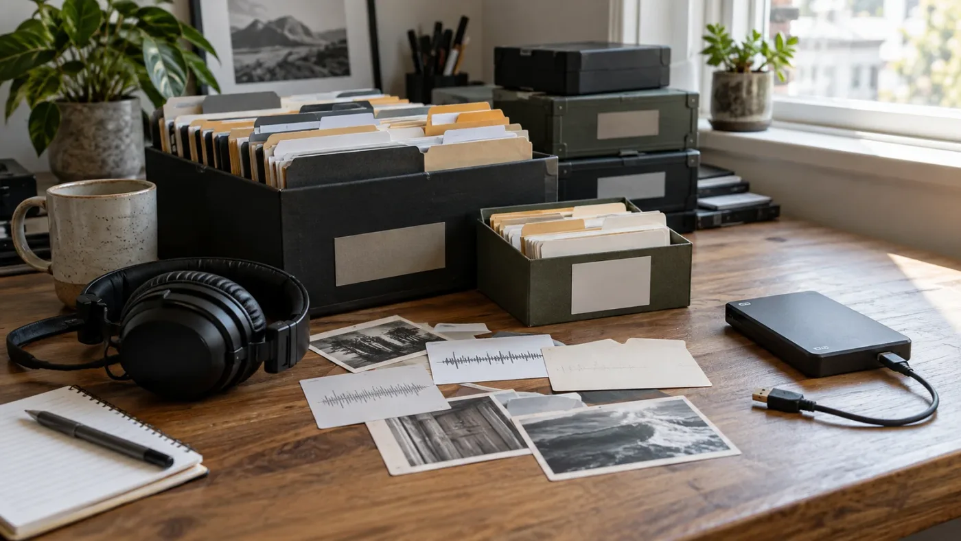 Illustration of organizing local sound-effects metadata for video editing