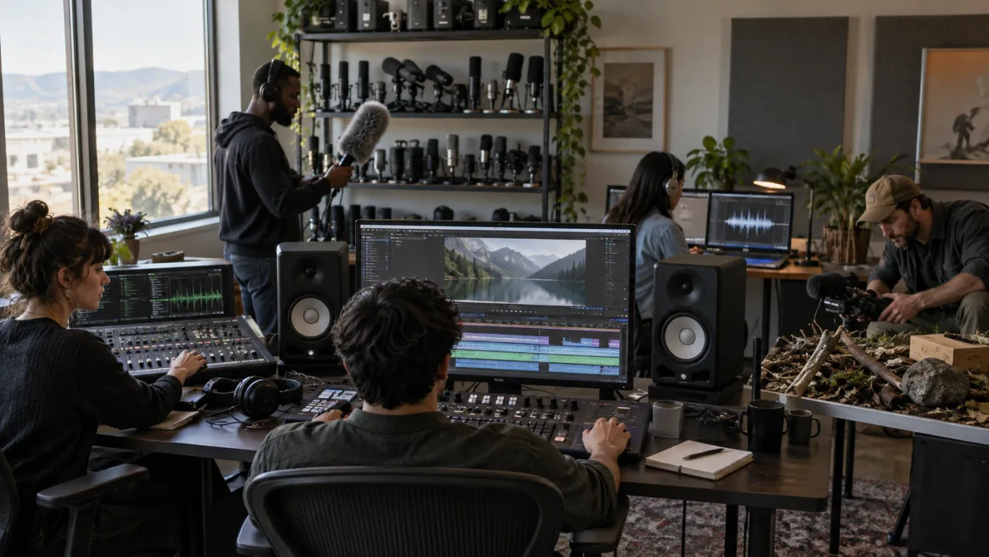 Illustration of sound-effect source choices for video editing