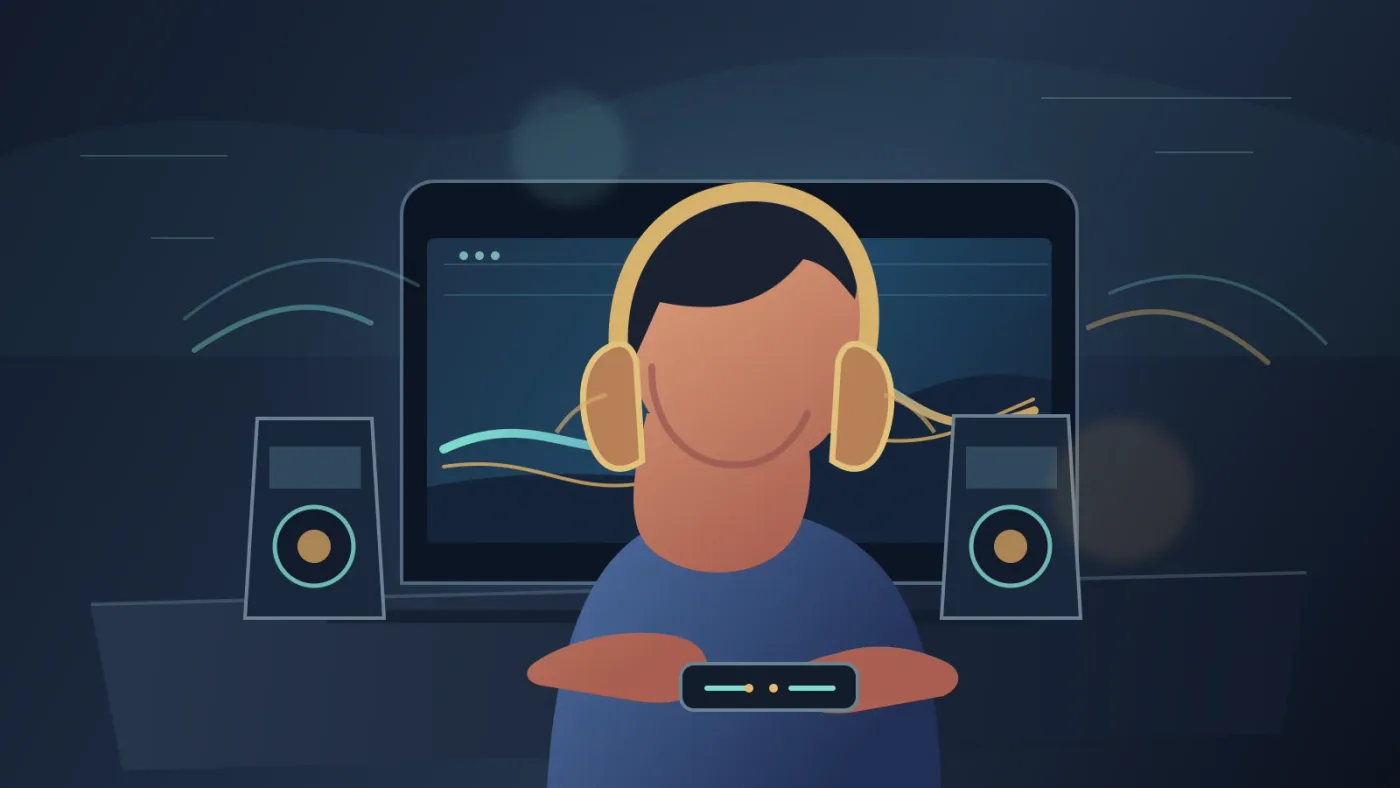 Illustration of checking a finished product video sound mix