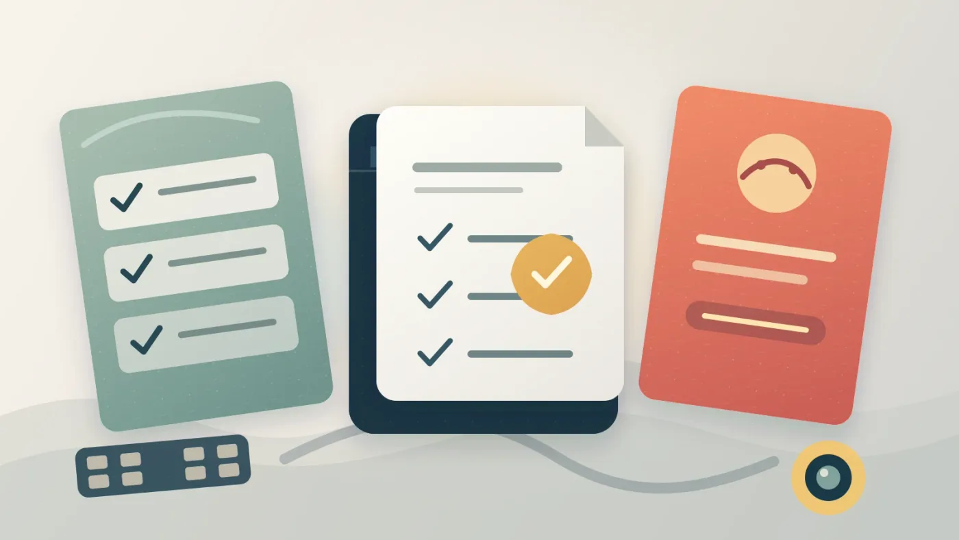 Illustration of a stock footage licensing checklist for commercial video