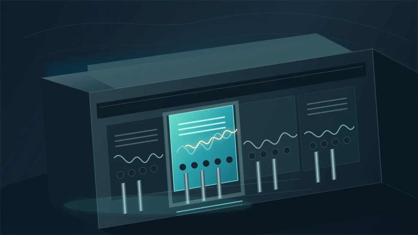 Illustration of a dialogue track prepared for telephone voice processing in Fairlight