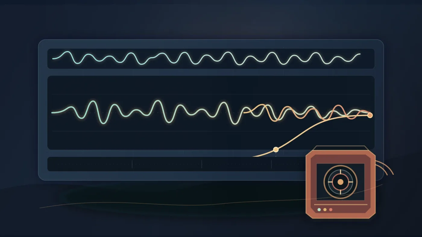 Illustration of automating a radio effect on a DaVinci Resolve music timeline