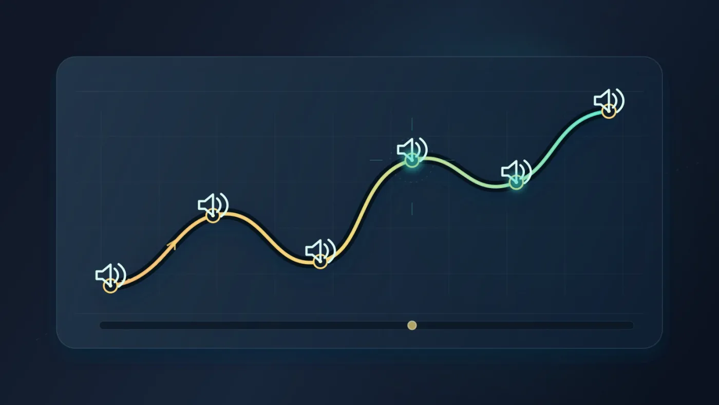 Illustration of pan automation waypoints following a curved object path