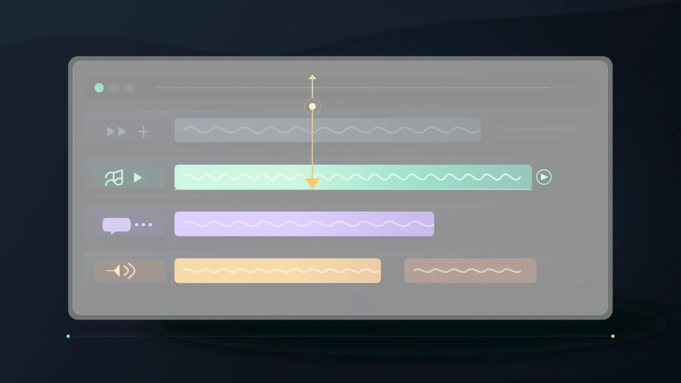 Illustration of separate temporary and final music tracks in DaVinci Resolve