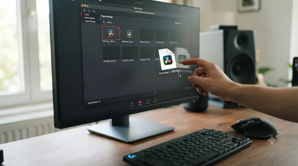 Illustration of a five-step checklist of safe DaVinci Resolve saving habits for a beginner