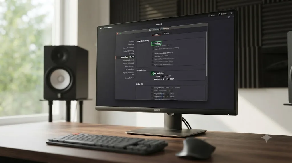 Illustration of DaVinci Resolve preferences with Live Save and Project Backups both enabled