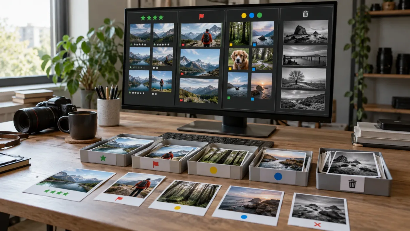 Illustration of Photo Album organization with ratings and flags
