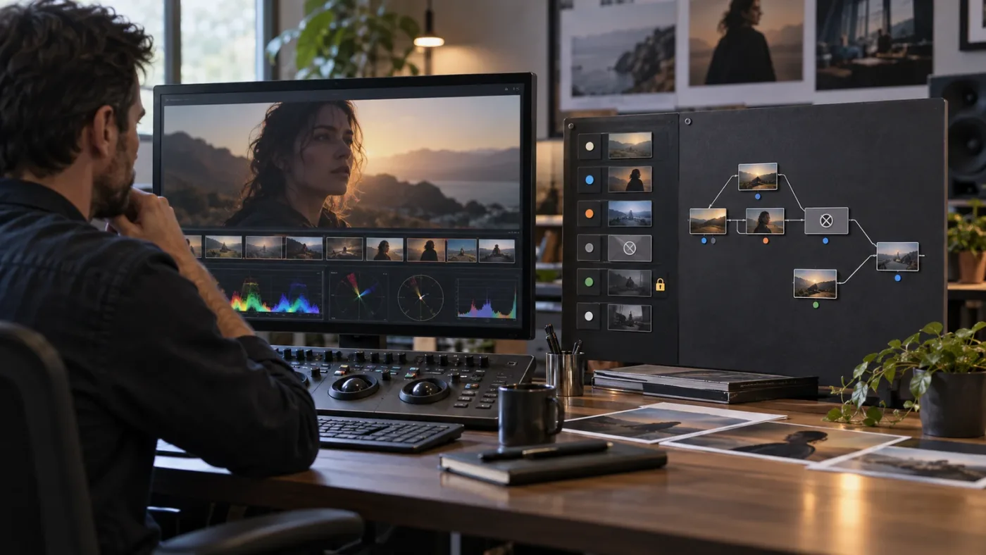 Illustration of a Layer List practice workflow in DaVinci Resolve 21