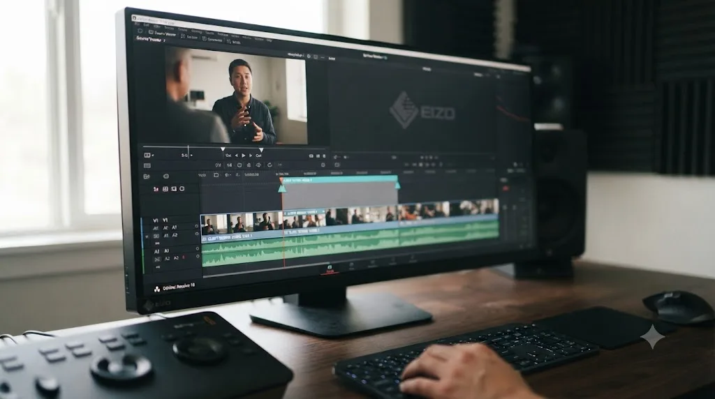 Illustration of DaVinci Resolve In and Out points being converted into a duration marker spanning a range on the timeline