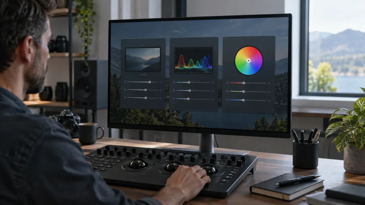 Illustration of configuring monitor output and color settings for a MultiMaster trim