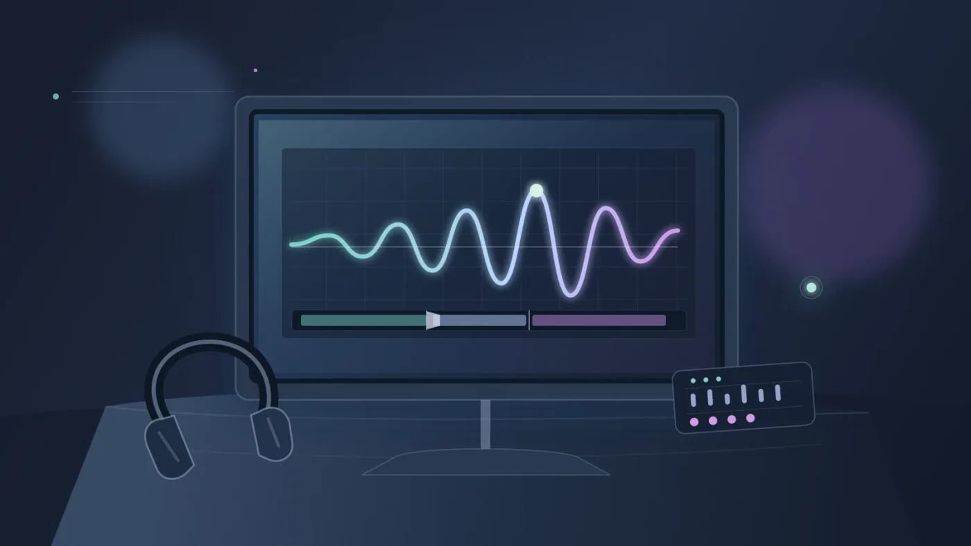 Illustration of a focused DaVinci Resolve Fairlight practice session