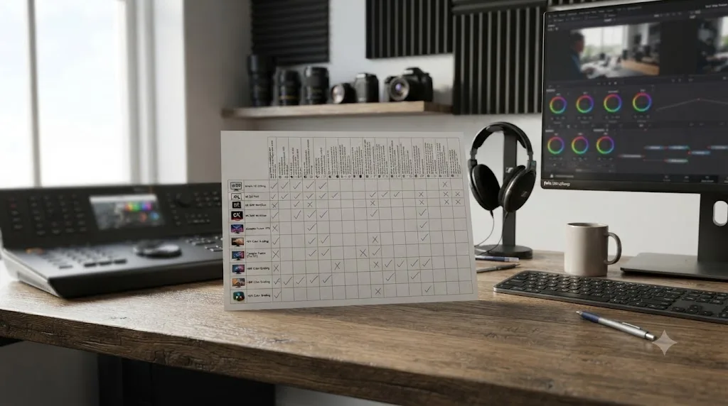 Illustration of a checklist showing which DaVinci Resolve project types suit different used Mac Studio configurations