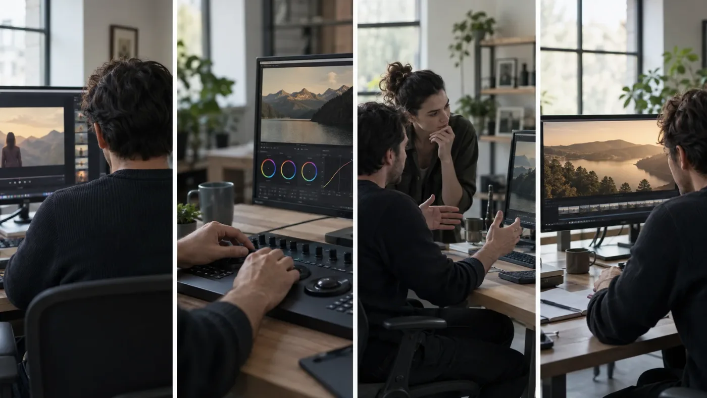 Illustration of four checkpoints for deciding whether to repeat or move on from a DaVinci Resolve lesson