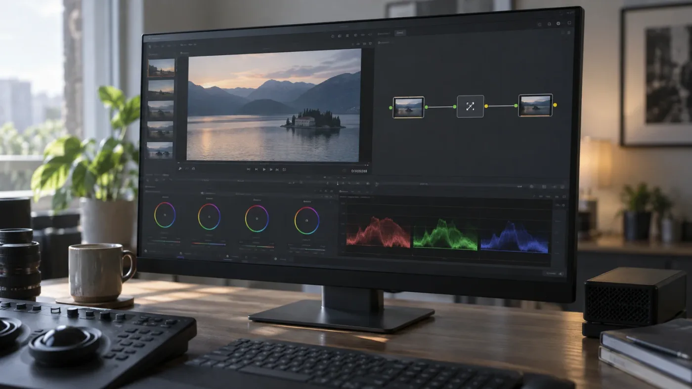 Illustration of a small Fusion practice node graph in DaVinci Resolve
