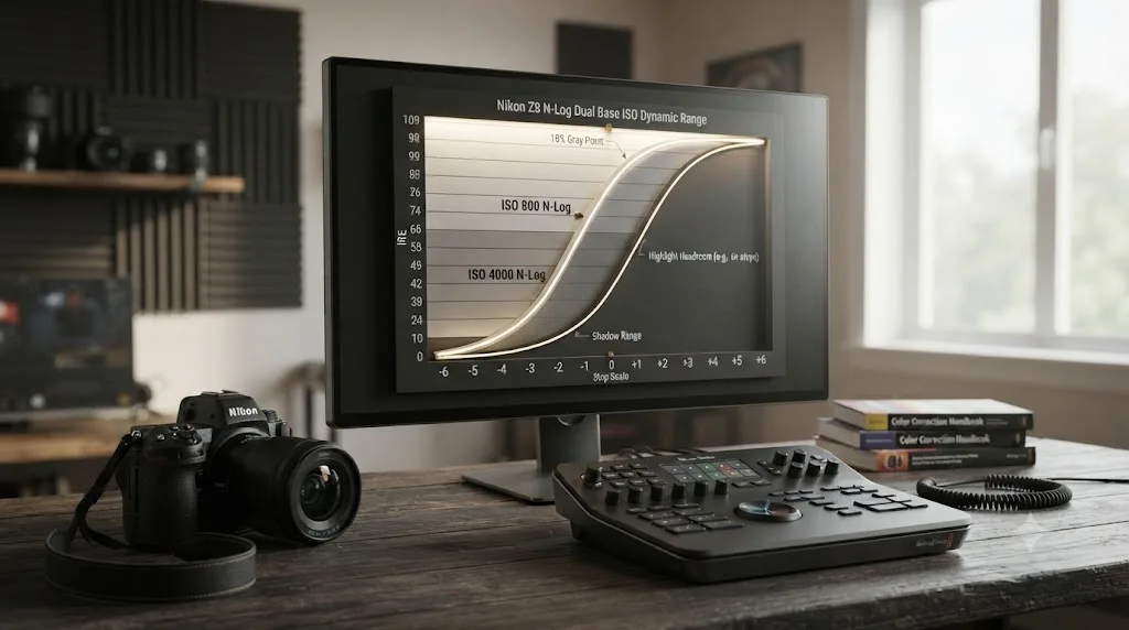 Illustration of a dynamic range chart showing Nikon N-Log at its dual base ISOs of 800 and 4000 on the Nikon Z8